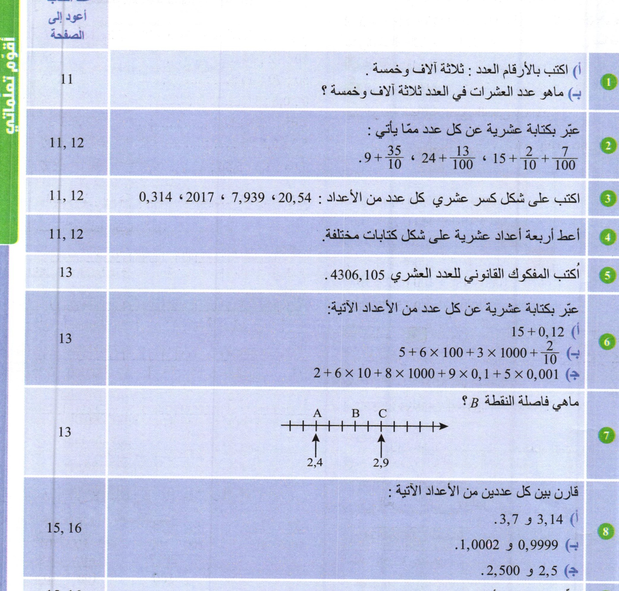 تمارين صفحة 18 من الكتاب المدرسي